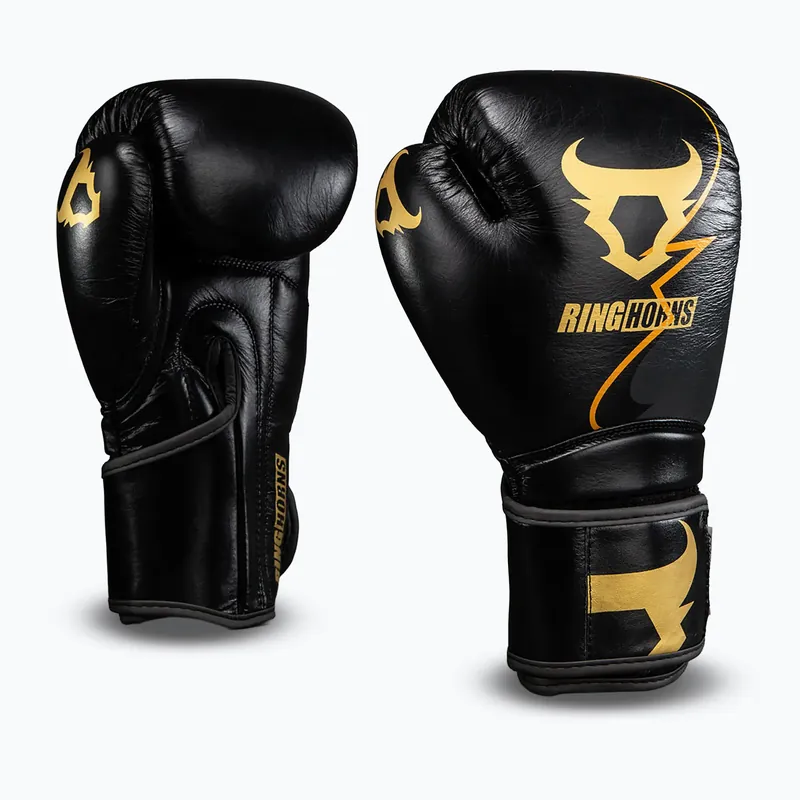Boxerské rukavice Venum Ringhorns Charger Boxing black/gold Značkový