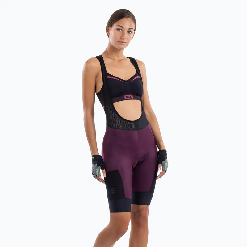 Dámské cyklistické šortky Alé Stones Cargo Bibshorts plum Rychlé Dodání