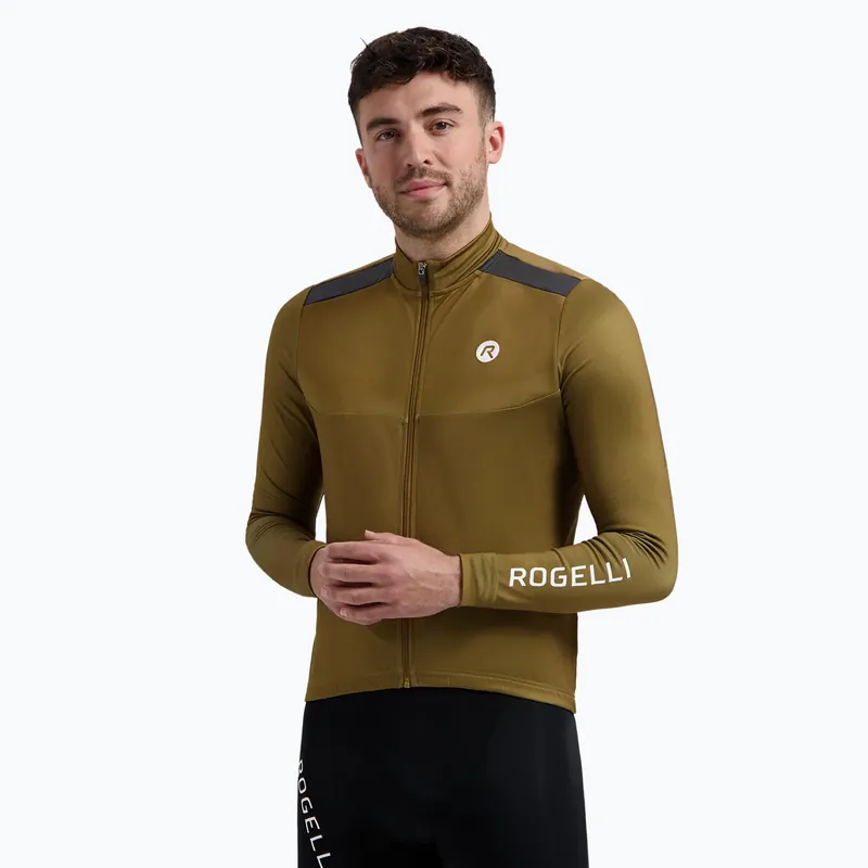 Pánský cyklistický dres longsleeve Rogelli Mono brown Expresní Doručení