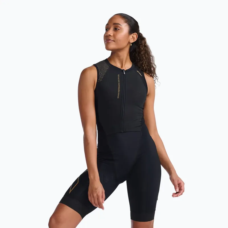 Dámský triatlonový oblek 2XU Light Speed Front Zip black/gold Cenová Bomba
