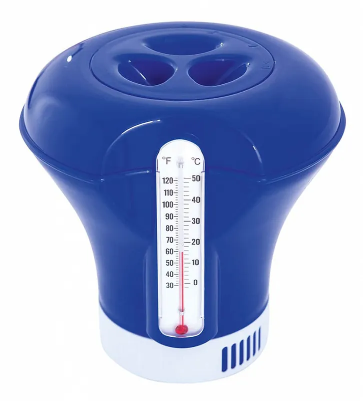 Vrácení Zdarma 58209 Bazénový chemický plovák s teploměrem, průměr 18,5 cm
