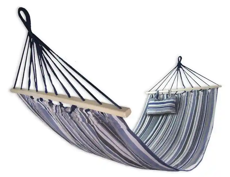 Houpací bavlněná síť Sedco 200x80cm s výztuhou a polštářkem - modrá Levný
