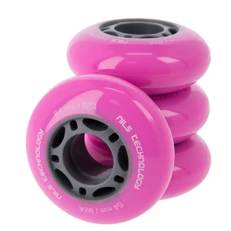 Akce PU kolečka NILS EXTREME 64x24 mm růžové (4ks)
