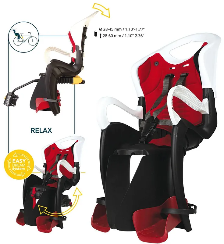 Originální Dětská sedačka na kolo Bellelli TIGER relax s B-FIX upínáním červená