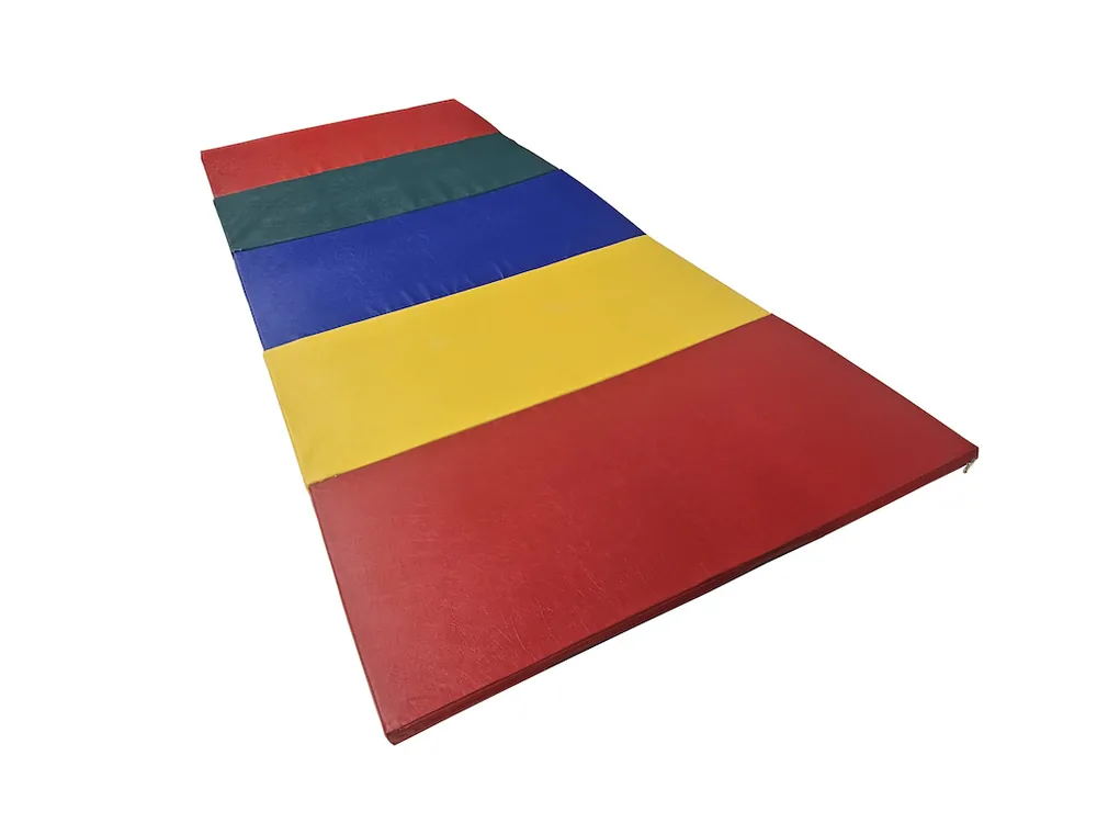Skládací žíněnka červená–zelená–modrá–žlutá–červená 300x120x3cm 5-dílná Jen Po Omezenou Doba