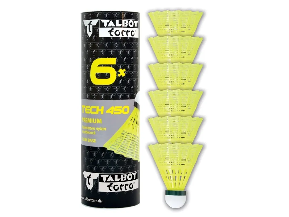 Badmintonové míčky TALBOT TORRO Tech 450 Slow 6ks - žluté Speciální Cena
