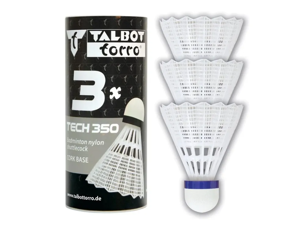 Vysoce Kvalitní Badmintonové míčky TALBOT TORRO Tech 350 Medium 3 ks - bílé