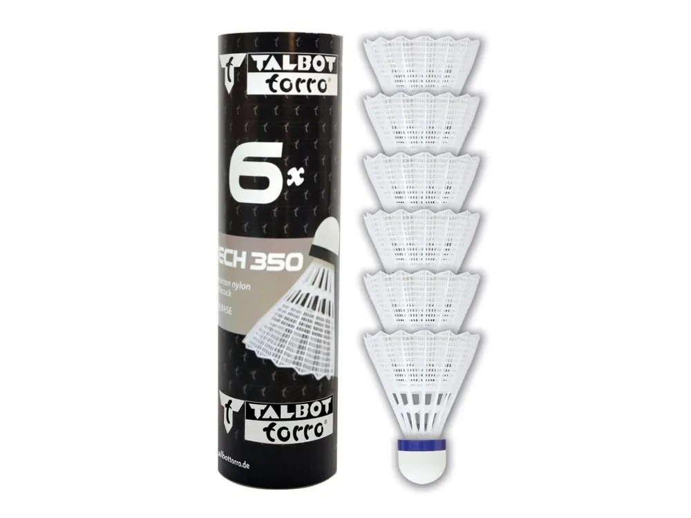 Rychlé Dodání Badmintonové míčky TALBOT TORRO Tech 350 Medium 6ks - bílé