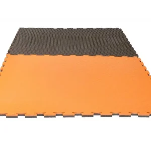 Značkový Tatami puzzle CHECKER 1m x 1m x 2cm oranžová/šedá