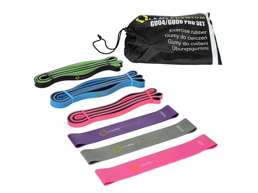 Tovární Cena Set fitness gum HMS PREMIUM GU04 GU06 PRO