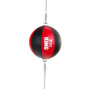 Značkový RING SPORT Reflexní boxovací míč z pravé kůže, červená / černá
