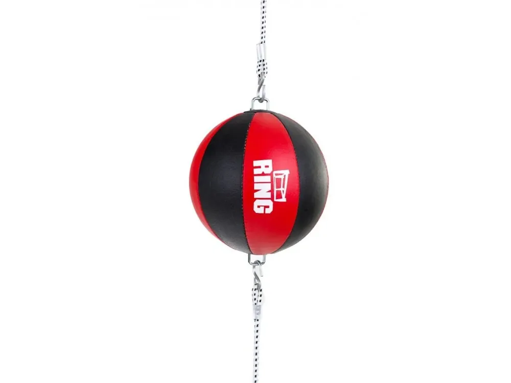 Značkový RING SPORT Reflexní boxovací míč z pravé kůže, červená / černá