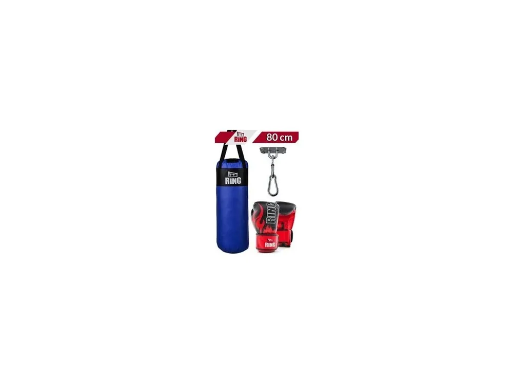 Nakupujte Hned Dětský boxovací SET RING SPORT, pytel 80 x 30 cm 10kg, rukavice, držák, modrý