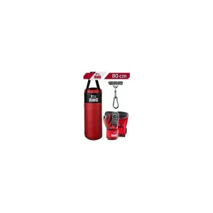 Dětský boxovací SET RING SPORT, pytel 80 x 30 cm 10kg, rukavice, držák, červený Super Cena