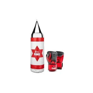 Nakupujte Hned Dětský boxovací SET RING SPORT, pytel 60 x 22 cm 4kg a rukavice, bílý