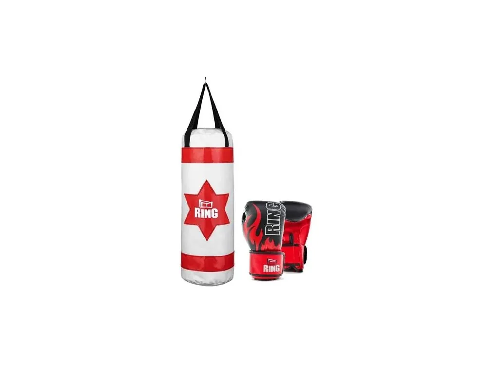 Nakupujte Hned Dětský boxovací SET RING SPORT, pytel 60 x 22 cm 4kg a rukavice, bílý