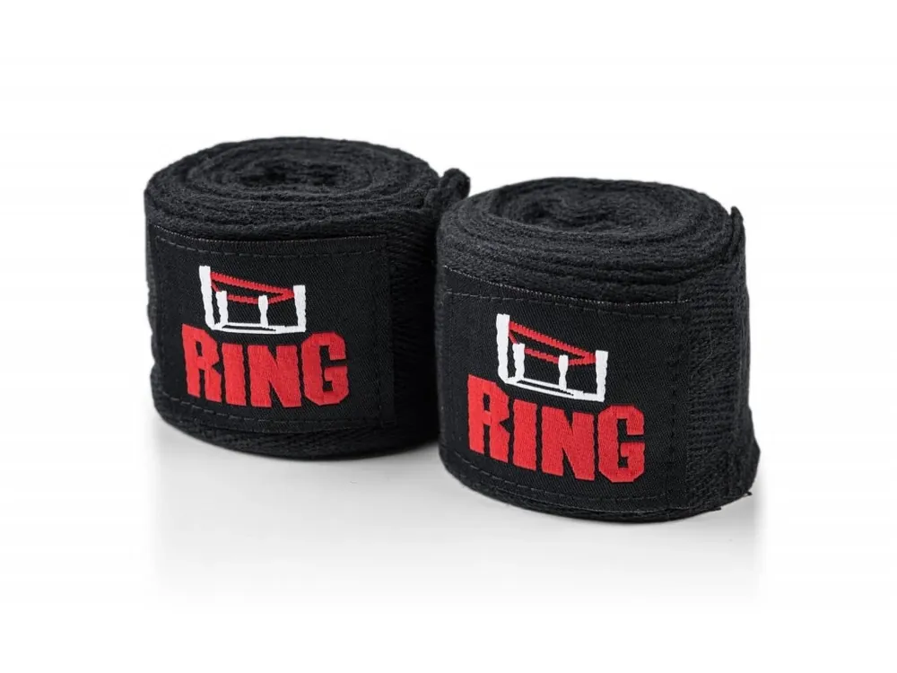 RING SPORT BOXERSKÉ BANDÁŽE PRO 350CM ČERNÉ Finální Výprodej