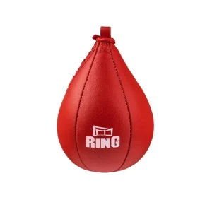 RING SPORT Boxovací reflexní hruška z pravé kůže, délka 33cm, průměr 20 cm, červená Autentický