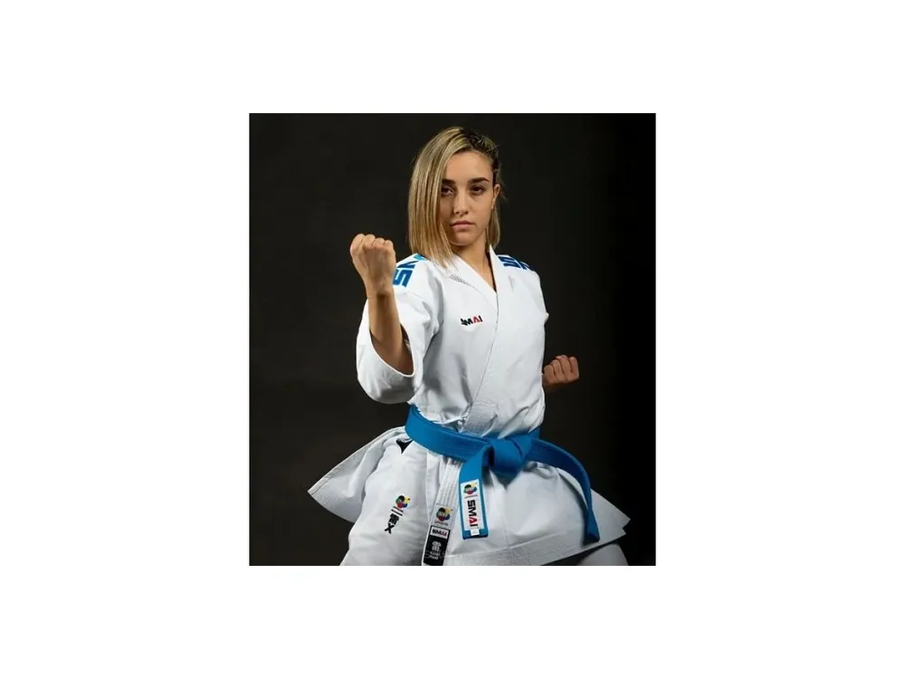 Aktuální SMAI KAMINARI X SET BLUE + RED KATA kimono WKF, 2 kabáty, 1 kalhoty
