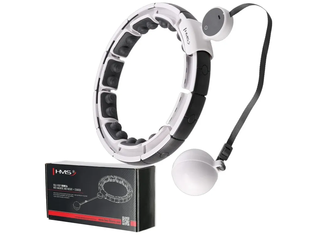 Víkendová Akce Masážní hula hoop HMS HHM16 se závažím, magnety a počítadlem bílá