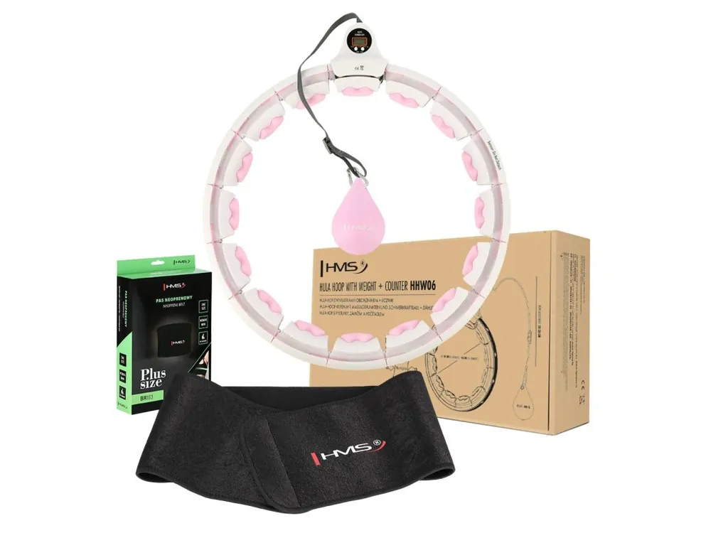 Oblíbený Sada masážní hula hoop HMS HHW06 růžová se závažím a počítadlem a zeštíhlujícího pásu BR163 plus size