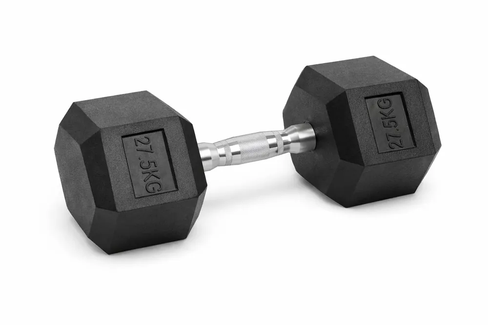 Jednoruční šestihranná HEX činka 27,5 kg pogumovaná Levný