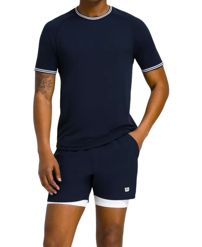 Pánské tričko Wilson M Court Performance Crew Navy L Akční Nabídka