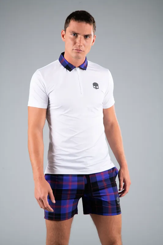 Pánské tričko Hydrogen Tartan Zipped Tech Polo White (Purple/Black) L Časově Omezené