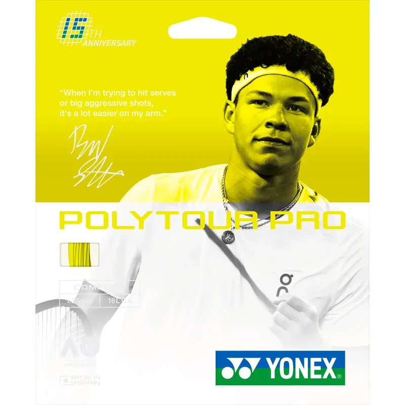 Sezónní Sleva Tenisový výplet Yonex PolyTour Pro 15y Limited Edition Yellow 12m 1,25 mm