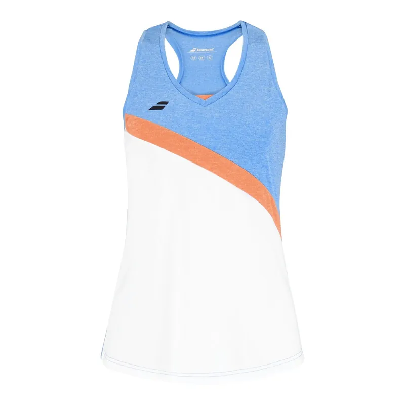 Dívčí tílko Babolat Play Tank Top Girl White/Blithe Blue Hthr Výhodná Nabídka