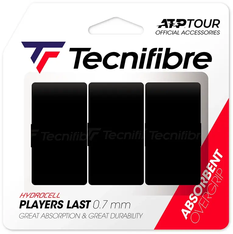 Rychlé Dodání Vrchní omotávka Tecnifibre Players Last Black (3 Pack)