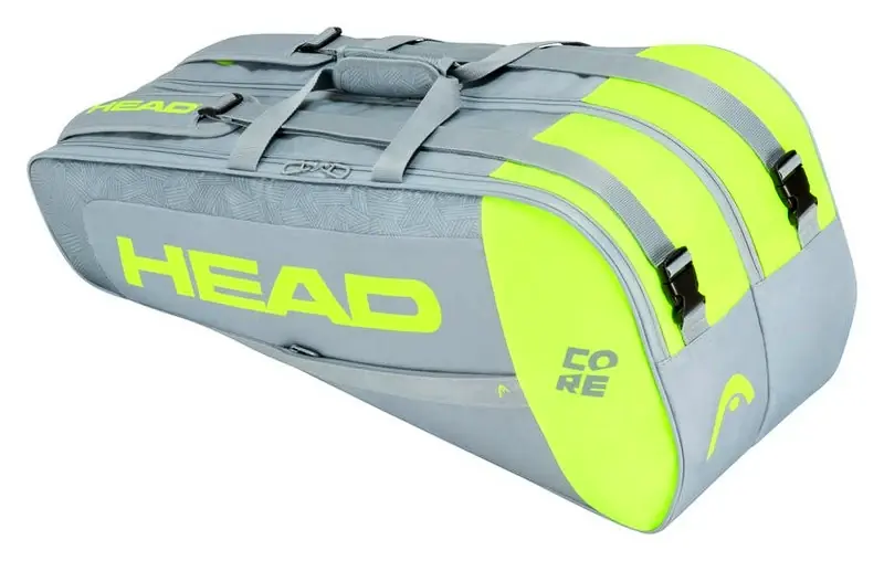 Taška na rakety Head Core Combi 6R Grey/Neon Yellow Vysoce Kvalitní