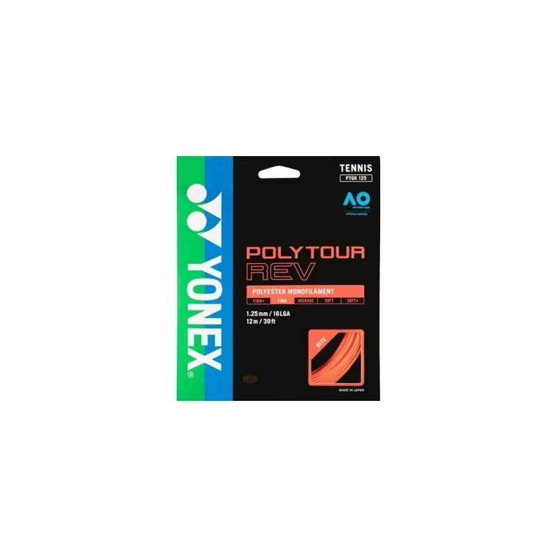 Tovární Cena Tenisový výplet YONEX PolyTour REV 130 - 200 m - oranžový