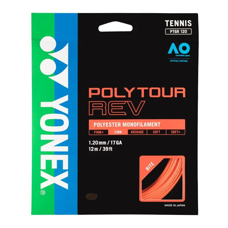 Tenisový výplet YONEX PolyTour REV 120 - 12 m - oranžový Novinka