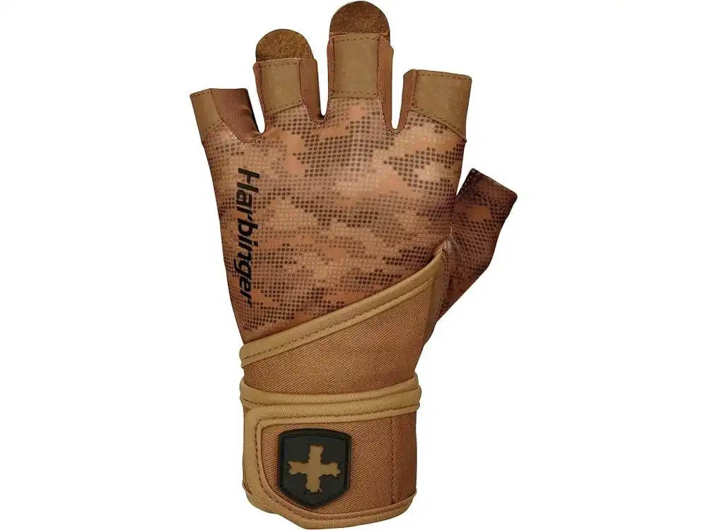 Nejlepší Volba Harbinger 2.0 Pro Wristwrap Tan Camo unisex fitness rukavice s omotávkou zápěstí
