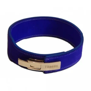 Must-Have Aleš Lamka - Fitness Opasek s gravírovanou pákovou přezkou (modrá) 10/8 - Titánus