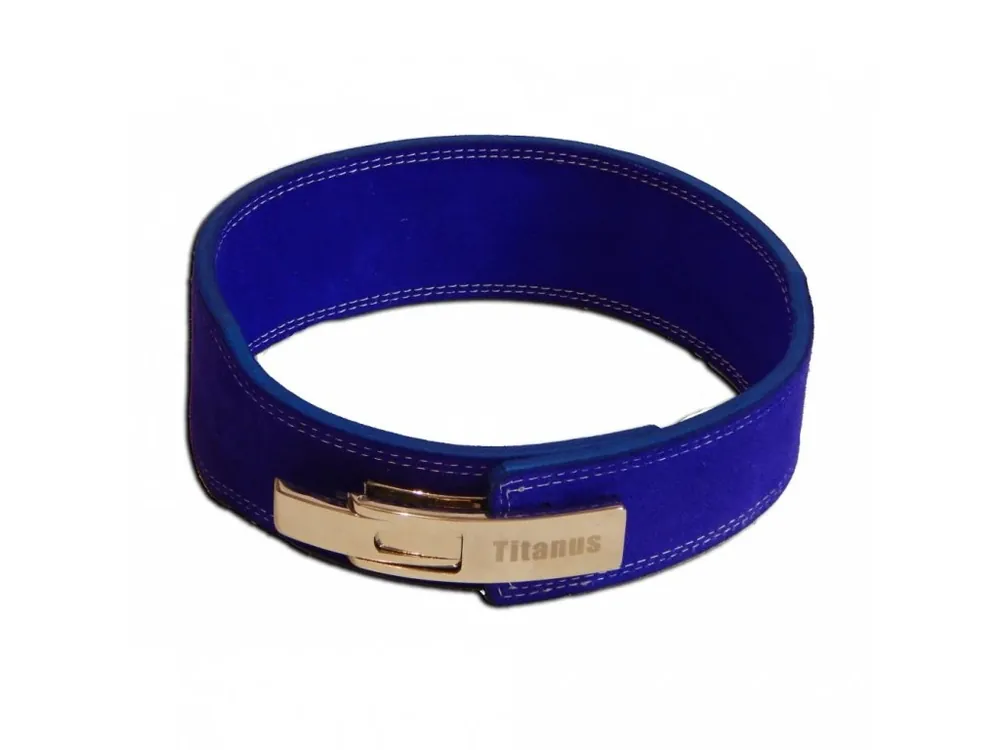 Must-Have Aleš Lamka - Fitness Opasek s gravírovanou pákovou přezkou (modrá) 10/8 - Titánus