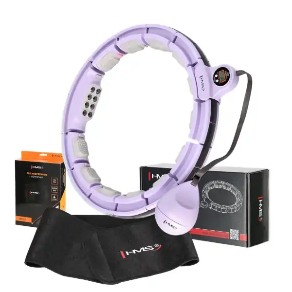 Sada masážní hula hoop HMS HHM13 se závažím, magnety a počítadlem a zeštíhlujícího pásu BR163 fialová Tovární Cena