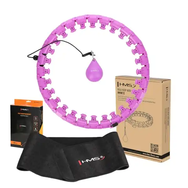 Sada masážní hula hoop HMS HHW12 PLUS Size se závažím a zeštíhlujícího pásu BR163 fialová Akční Nabídka