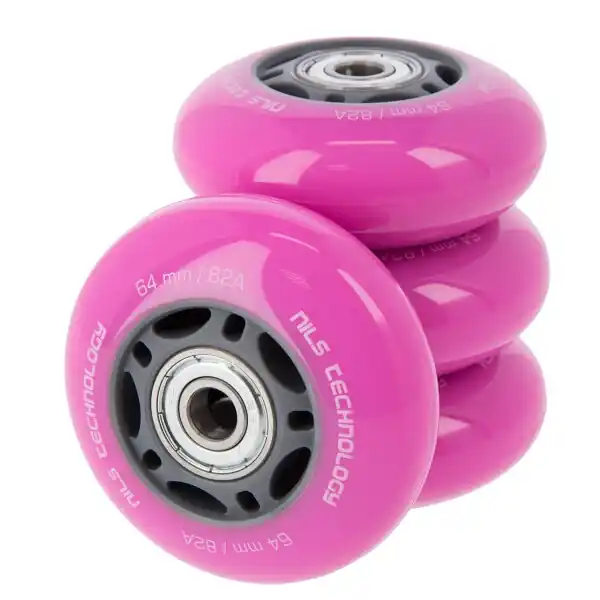PU kolečka s ložisky NILS EXTREME 64x24mm ABEC 7 růžové Cenový Hit