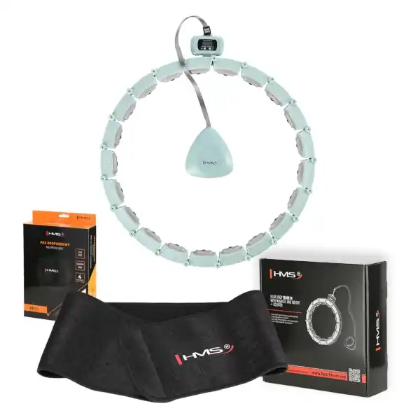 Vrácení Zdarma Sada masážní hula hoop HMS HHM14 se závažím a počítadlem a zeštíhlujícího pásu BR163 zelená