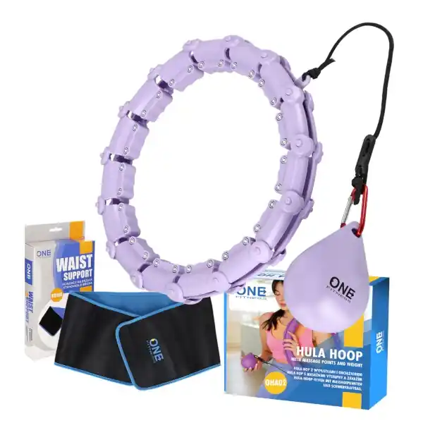 Sada masážní hula hoop ONE Fitness OHA02 se závažím a zeštíhlujícího pásu BR160 fialová Ihned K Objednání