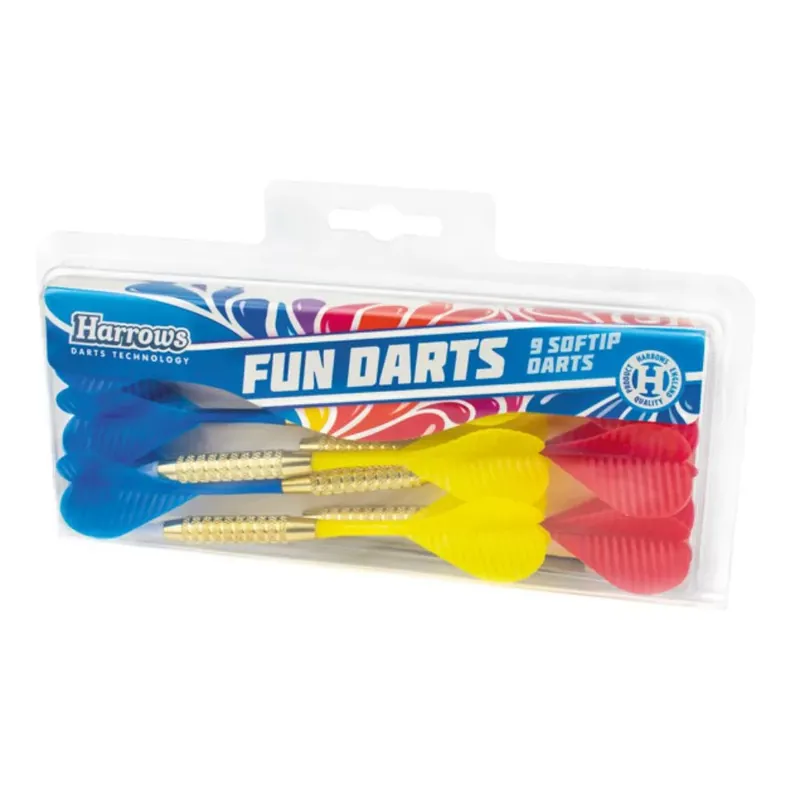 Vysoce Kvalitní Šipky Harrows soft Darts Fun 14g, 9ks/set, brass