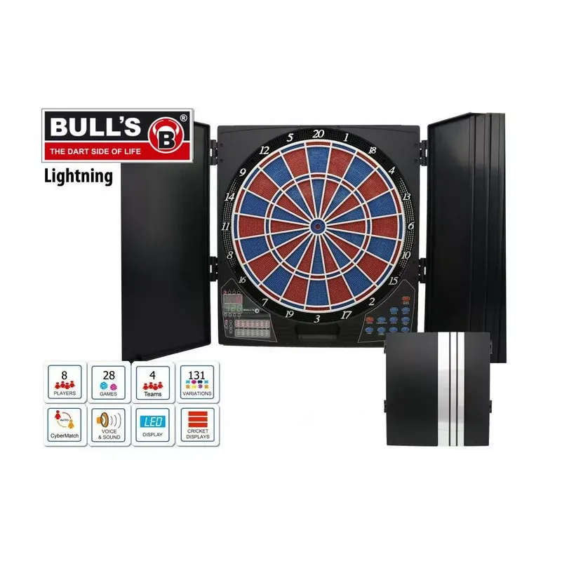 Objednat Nyní Elektronický terč na šipky Bull‘s Lightning s kabinetem, hlas Russ Bray "The Vo