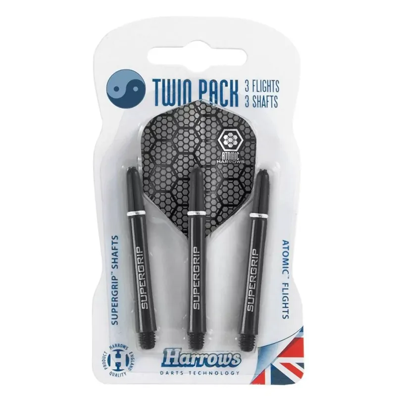 Letky a násadky na šipky Harrows Twin Pack Black Omezená Nabídka
