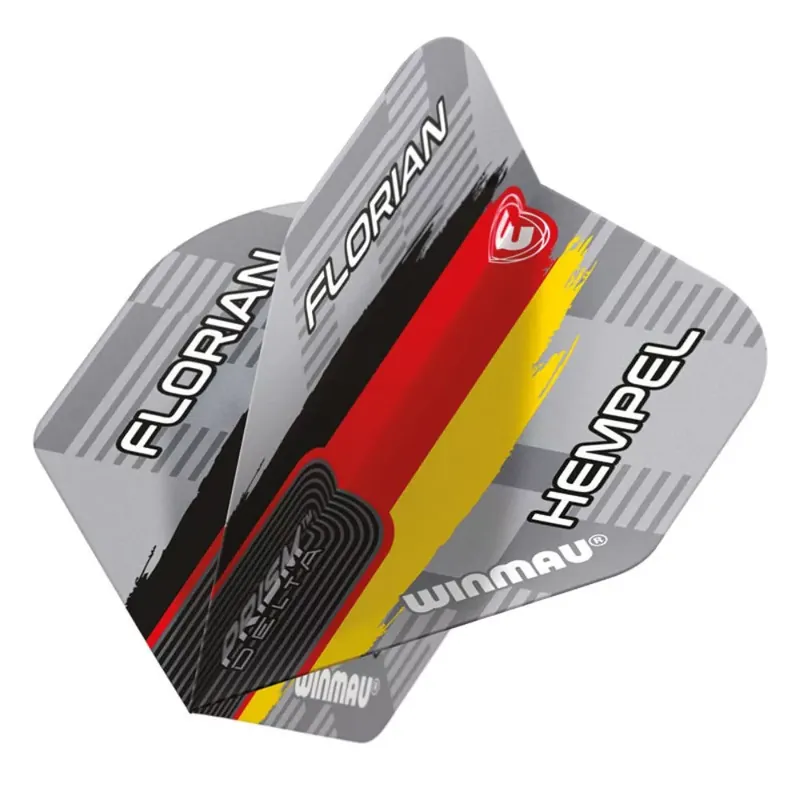 Letky na šipky Winmau Prism Delta Florian Hempel, šedé, vzor vlajky Časově Omezené