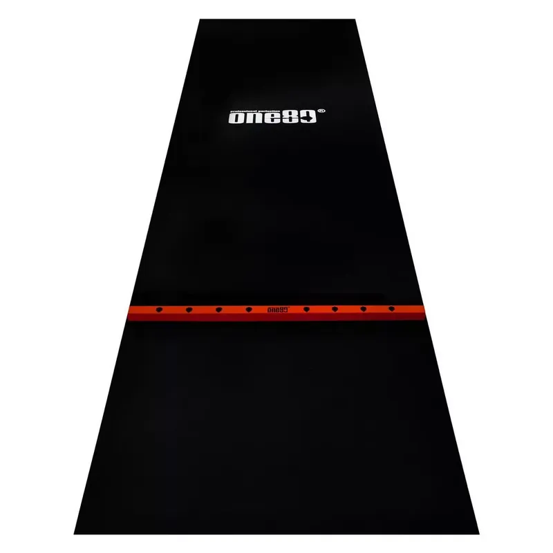 Pryžový koberec s červenou hranicí hodu ONE80 300×90cm, černý Rychlé Dodání
