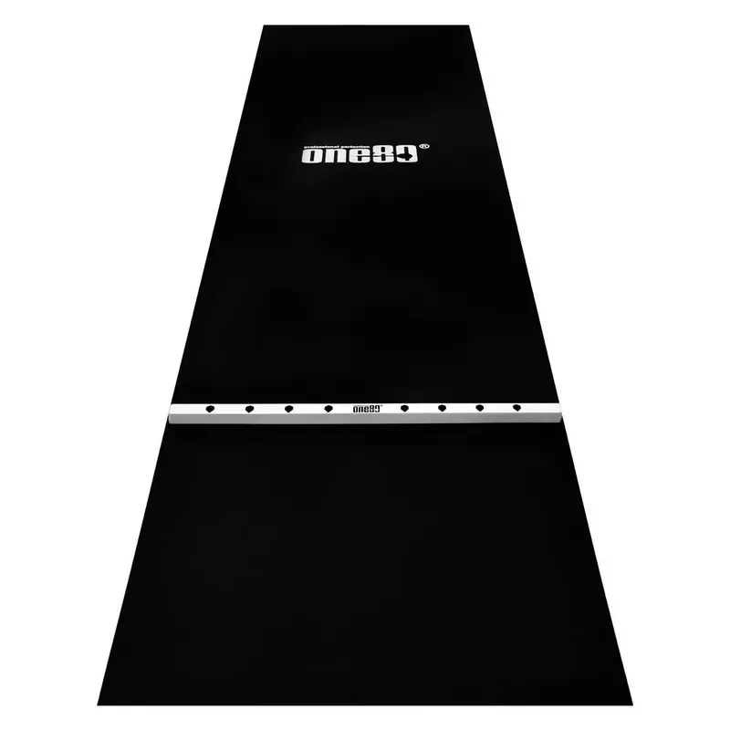 Pryžový koberec s bílou hranicí hodu ONE80 300×90cm, černý Jen Po Omezenou Doba