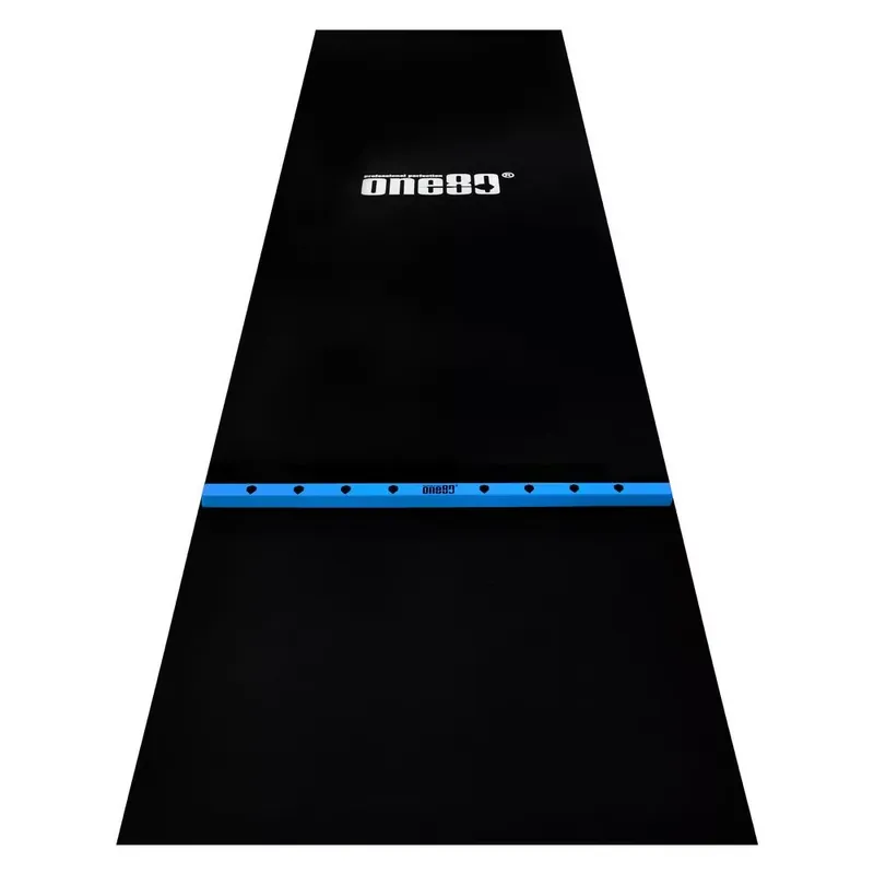 Vysoce Kvalitní Pryžový koberec s modrou hranicí hodu ONE80 300×90cm, černý