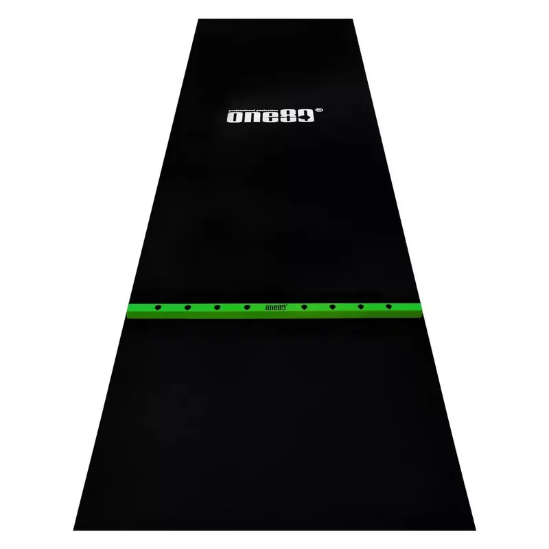 Pryžový koberec se zelenou hranicí hodu ONE80 300×90cm, černý Must-Have